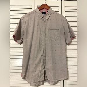 Gray button down short sleeve shirt